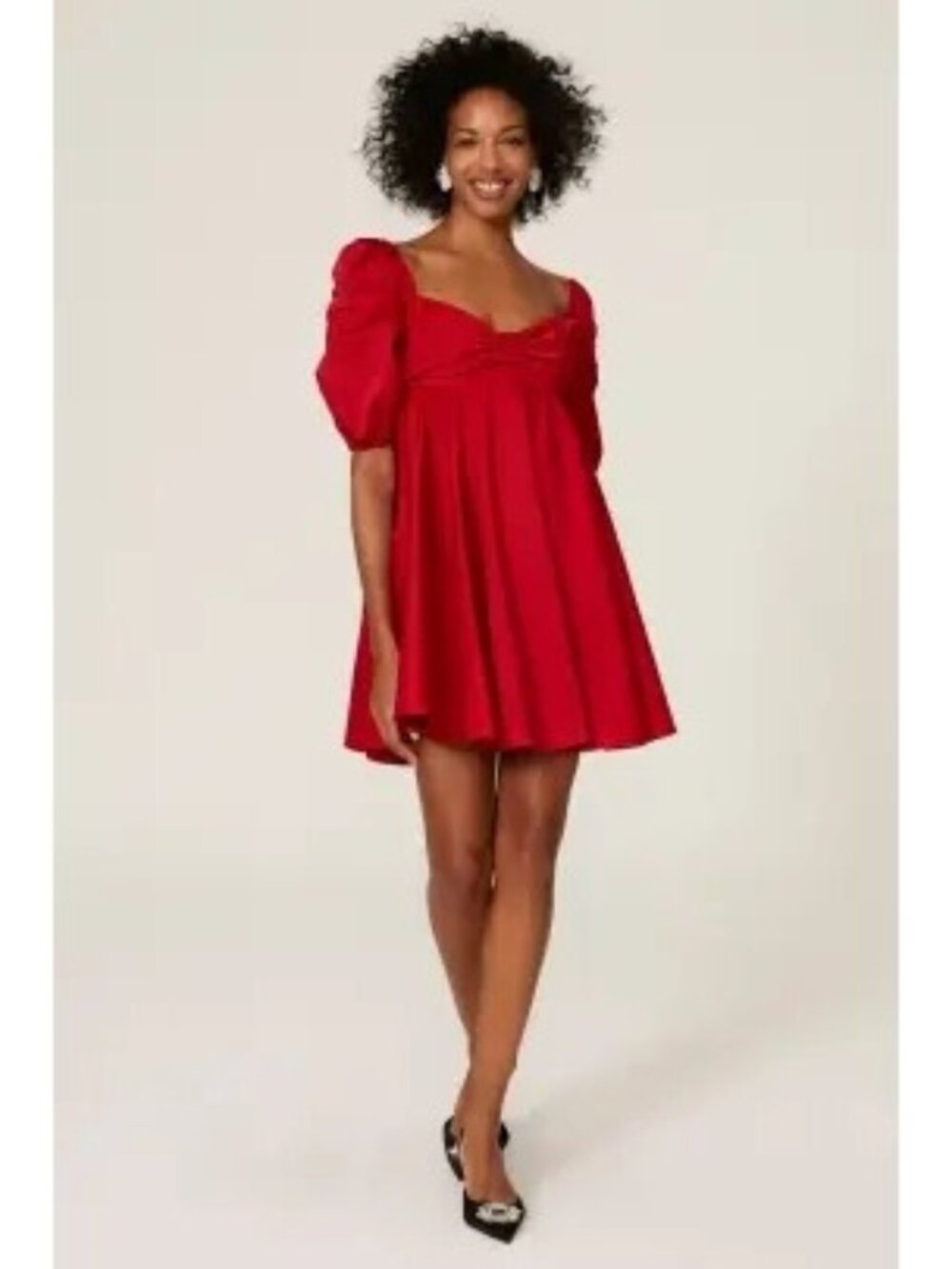 R-111. kate spade new york Beau Satin Puff Sleeve Dress